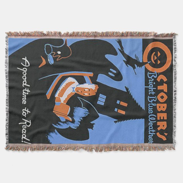 October Reading Library Halloween Poster Throw Blanket (Front)