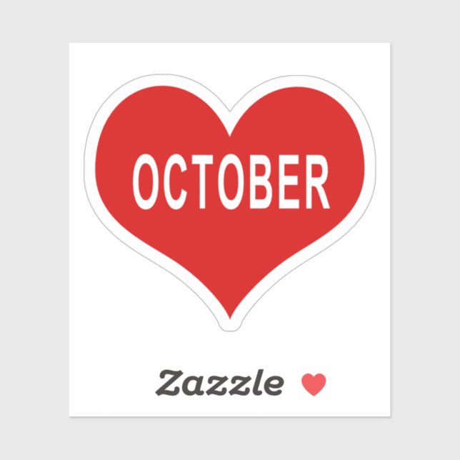 OCTOBER Red Love Heart Vinyl Sticker (Sheet)