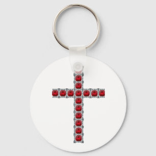 October Ruby Cross Key Ring