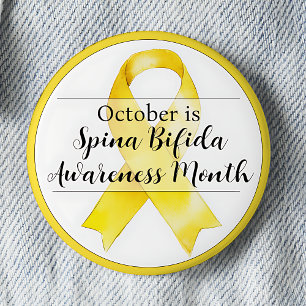 October Spina Bifida Awareness Month Ribbon 6 Cm Round Badge