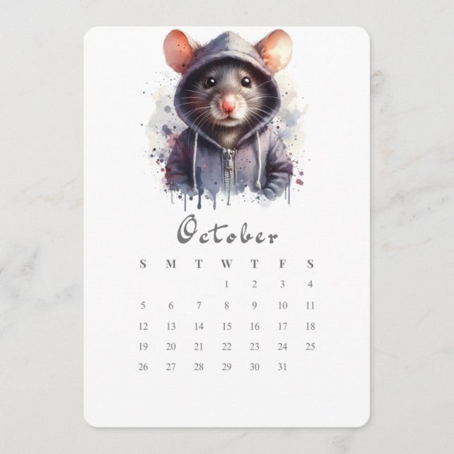October Stand-Alone Calendar Mouse Mice Splash Art Menu (Front)