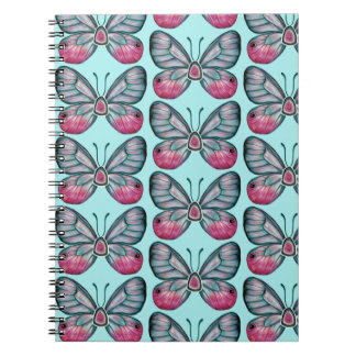 October Teal Glasswing Butterfly Pattern Design Notebook