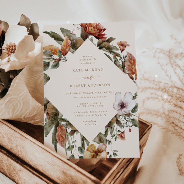 October Tones Autumn Floral Wedding Invitation (Creator Uploaded)