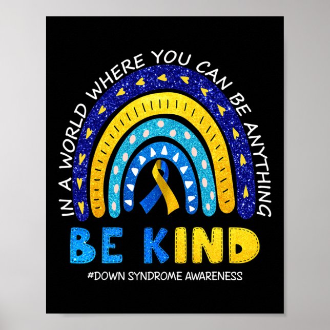 October We Wear Blue And Yellow Down Syndrome Awar Poster (Front)