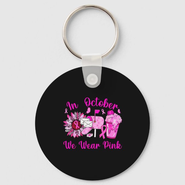 October We Wear Nk Breast Cancer Awareness Stal Wo Key Ring (Front)