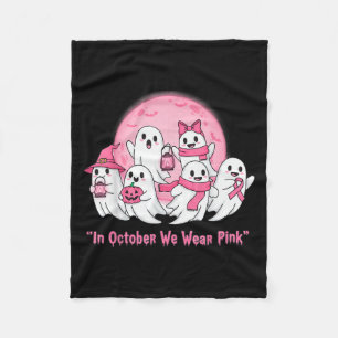 October We Wear Nk Ghosts Halloween Breast Cancer  Fleece Blanket
