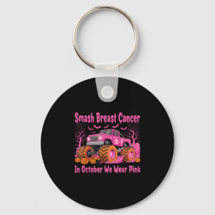 October We Wear Nk Monster Truck Halloween Breast  Key Ring