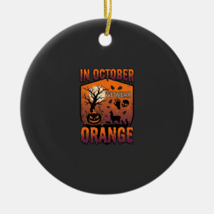 October We Wear Orange Halloween Pumpkin Llama Sku Ceramic Tree Decoration