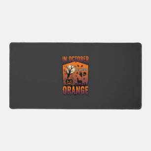 October We Wear Orange Halloween Pumpkin Llama Sku Desk Mat