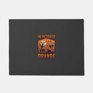 October We Wear Orange Halloween Pumpkin Llama Sku Doormat