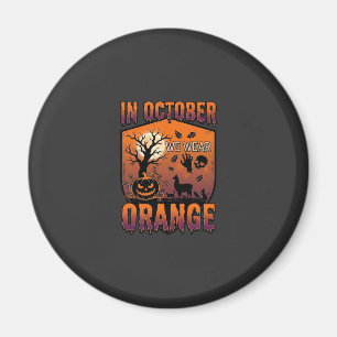 October We Wear Orange Halloween Pumpkin Llama Sku Magnet