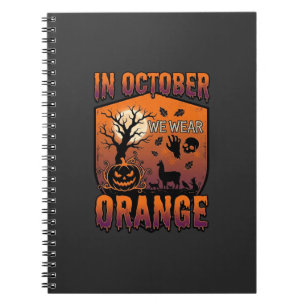 October We Wear Orange Halloween Pumpkin Llama Sku Notebook