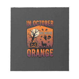 October We Wear Orange Halloween Pumpkin Llama Sku Notepad