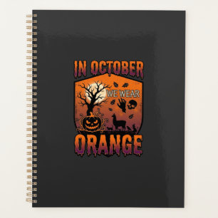 October We Wear Orange Halloween Pumpkin Llama Sku Planner