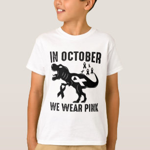 October We Wear Pink Breast Cancer Awareness Dinos T-Shirt