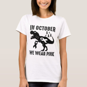 October We Wear Pink Breast Cancer Awareness Dinos T-Shirt