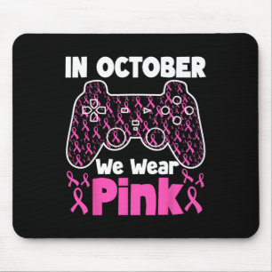 October We Wear Pink Breast Cancer Gaming Kids Boy Mouse Pad