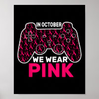 October We Wear Pink Breast Cancer Gaming Kids Tod