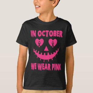 October We Wear Pink Breast Cancer Halloween Pumpk T-Shirt