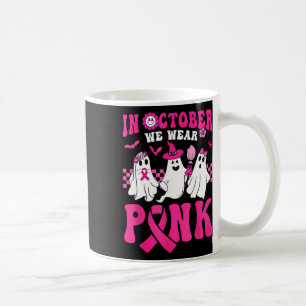 October We Wear Pink Cute Ghost Breast Cancer Hall Coffee Mug