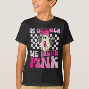 October We Wear Pink Funny Ghost Halloween Breast  T-Shirt