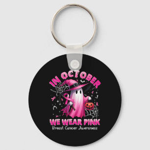 October We Wear Pink Ghost Witch Breast Cancer Awa Key Ring
