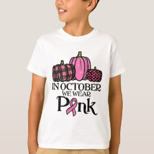 October We Wear Pink Leopard Breast Cancer Awarene T-Shirt