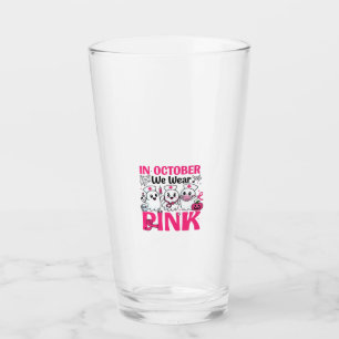 October We Wear Pink Nurse Breast Cancer Awareness Glass