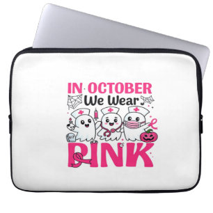October We Wear Pink Nurse Breast Cancer Awareness Laptop Sleeve