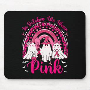 October We Wear Pink Nurse Ghost Breast Cancer Hal Mouse Pad