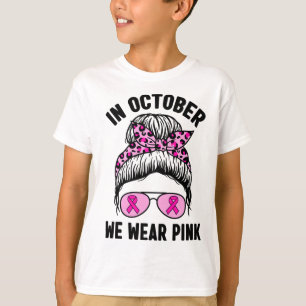 October We Wear Pink Ribbon Breast Cancer Awarenes T-Shirt