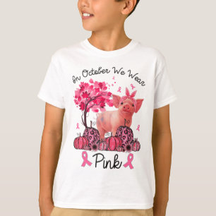October We Wear Pink Ribbon Pig Breast Cancer Awar T-Shirt