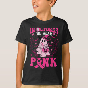 October We Wear Pink Shirt Ghost Halloween Breast