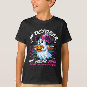 October We Wear Pink With Ghost Breast Cancer Awar T-Shirt