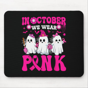 October Wear Pink Breast Cancer Warrior Ghost Hall Mouse Pad