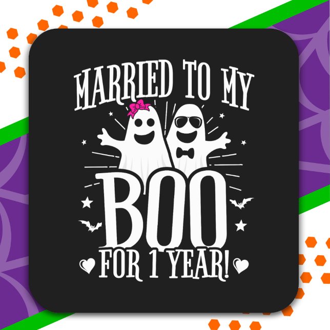 October Wedding Anniversary Funny 1st Anniversary Square Sticker (Creator Uploaded)