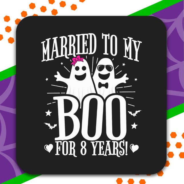 October Wedding Anniversary Funny 8th Anniversary Square Sticker (Creator Uploaded)