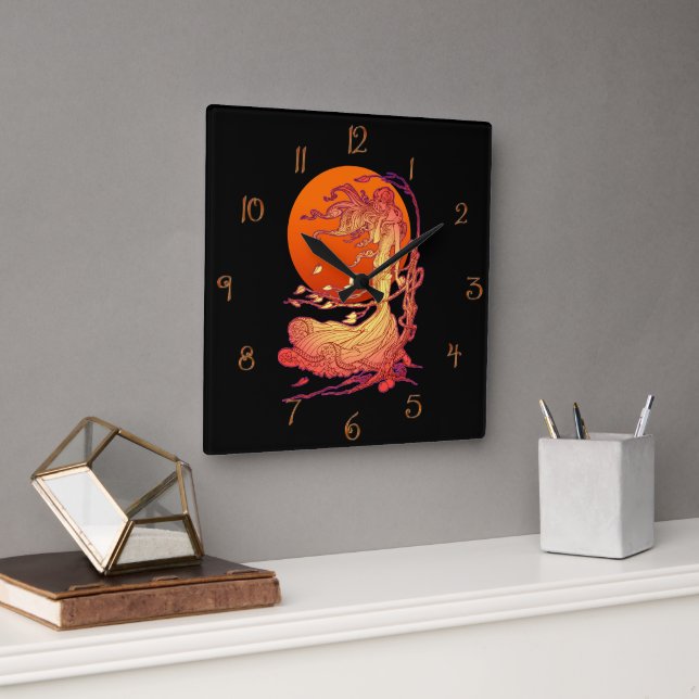 October Wind Square Wall Clock (Office)