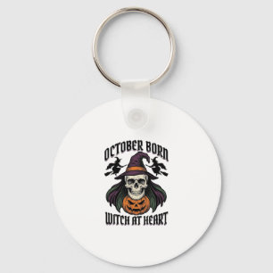 October Witch Shirt Vintage Halloween Birthday Des Key Ring