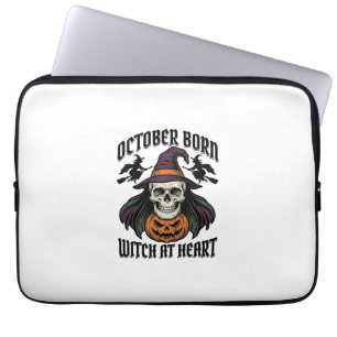 October Witch Shirt Vintage Halloween Birthday Des Laptop Sleeve