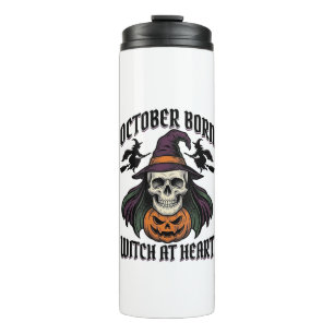 October Witch Shirt Vintage Halloween Birthday Des Thermal Tumbler