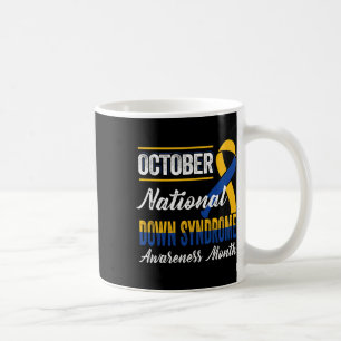 October Yellow And Blue Ribbon Down Syndrome Aware Coffee Mug