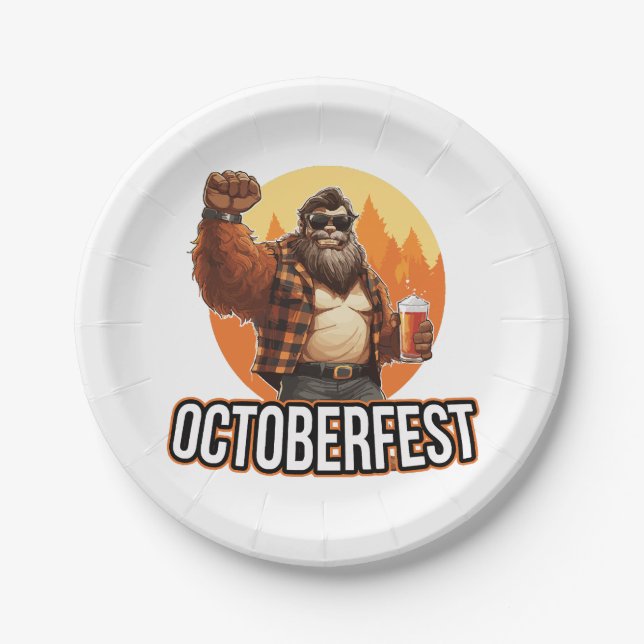 Octoberfest Bigfoot  Paper Plate (Front)