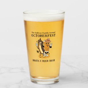 Octoberfest Brats and Beer Fall Party Retro Glass