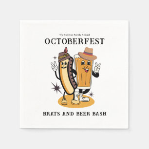Octoberfest Brats and Beer Fall Party Retro Napkin