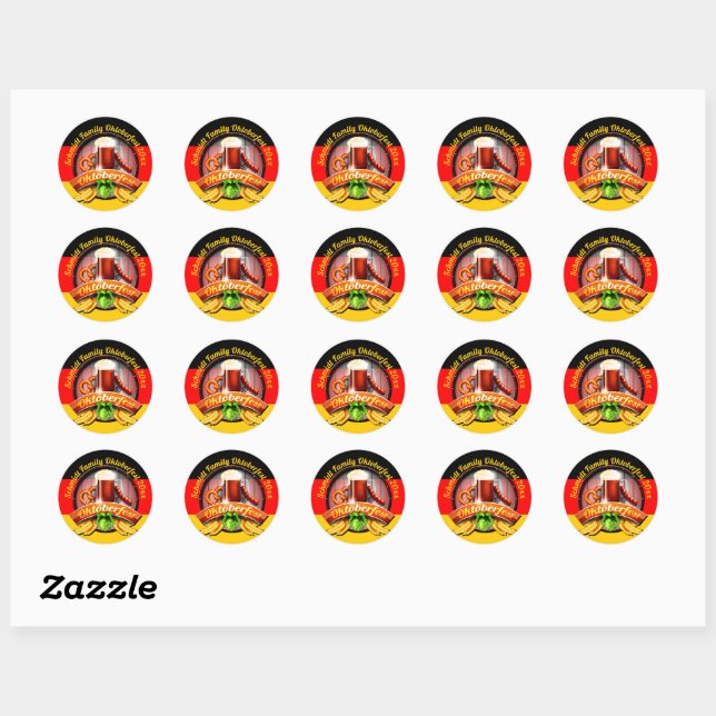 Octoberfest Festival Personalise Name Year Classic Round Sticker (Sheet)