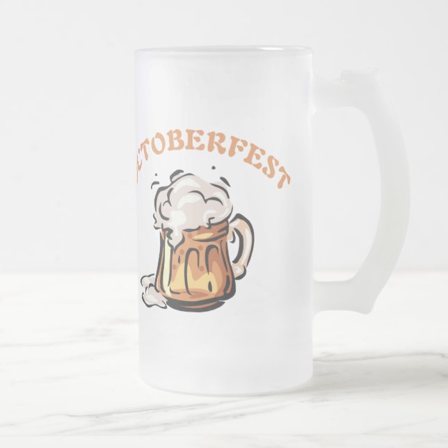 Octoberfest Glass Frosted Stein Beer Mug (Right)