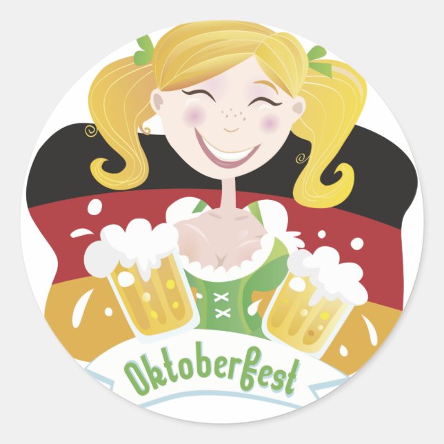 Octoberfest Mädchen Classic Round Sticker (Front)