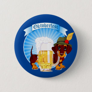 Octoberfest Wiener Dog 6 Cm Round Badge