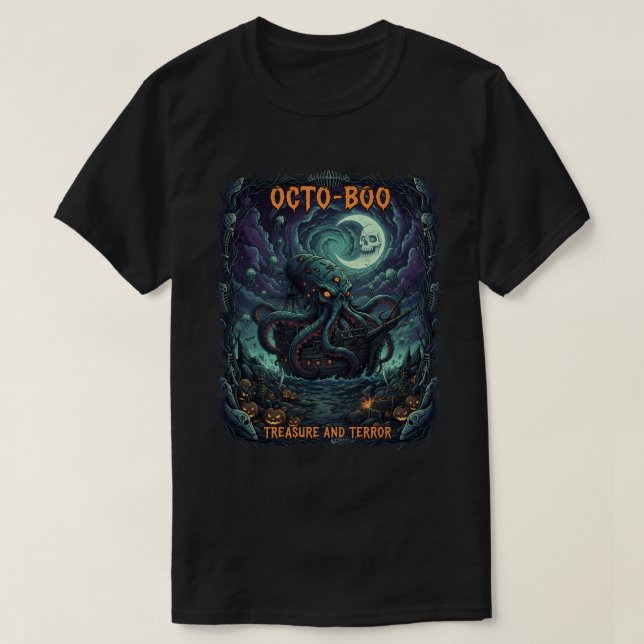 OctoBoo T-Shirt Spooky Kraken Halloween (Design Front)